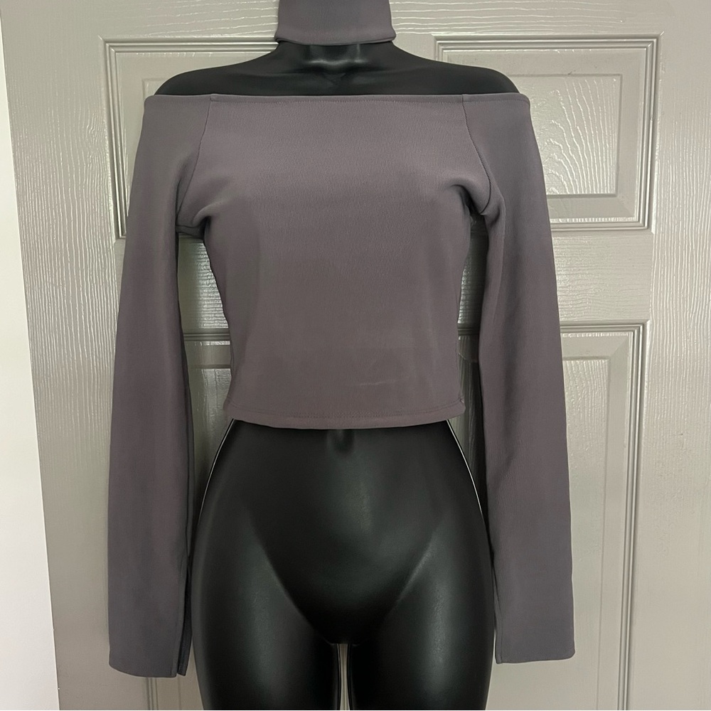 ASOS choker detail long sleeve crop top